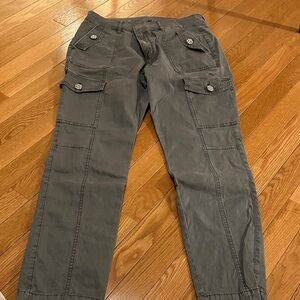 WHBM Gray Cargo Pants with Decorative Buttons